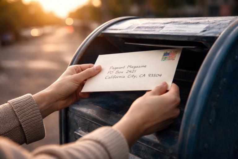 Mailing a letter at sunset