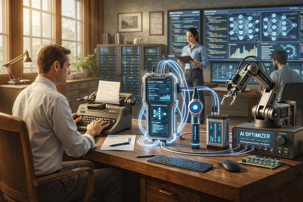 Modern-AI-desk-in-a-vintage-office