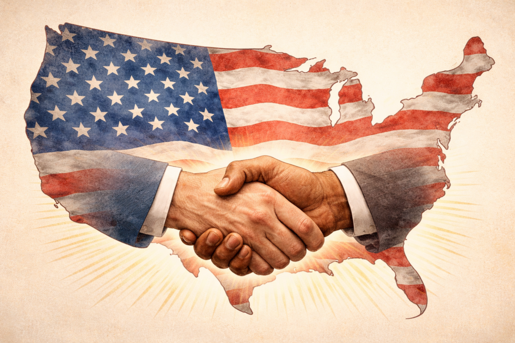 US Map and Handshake